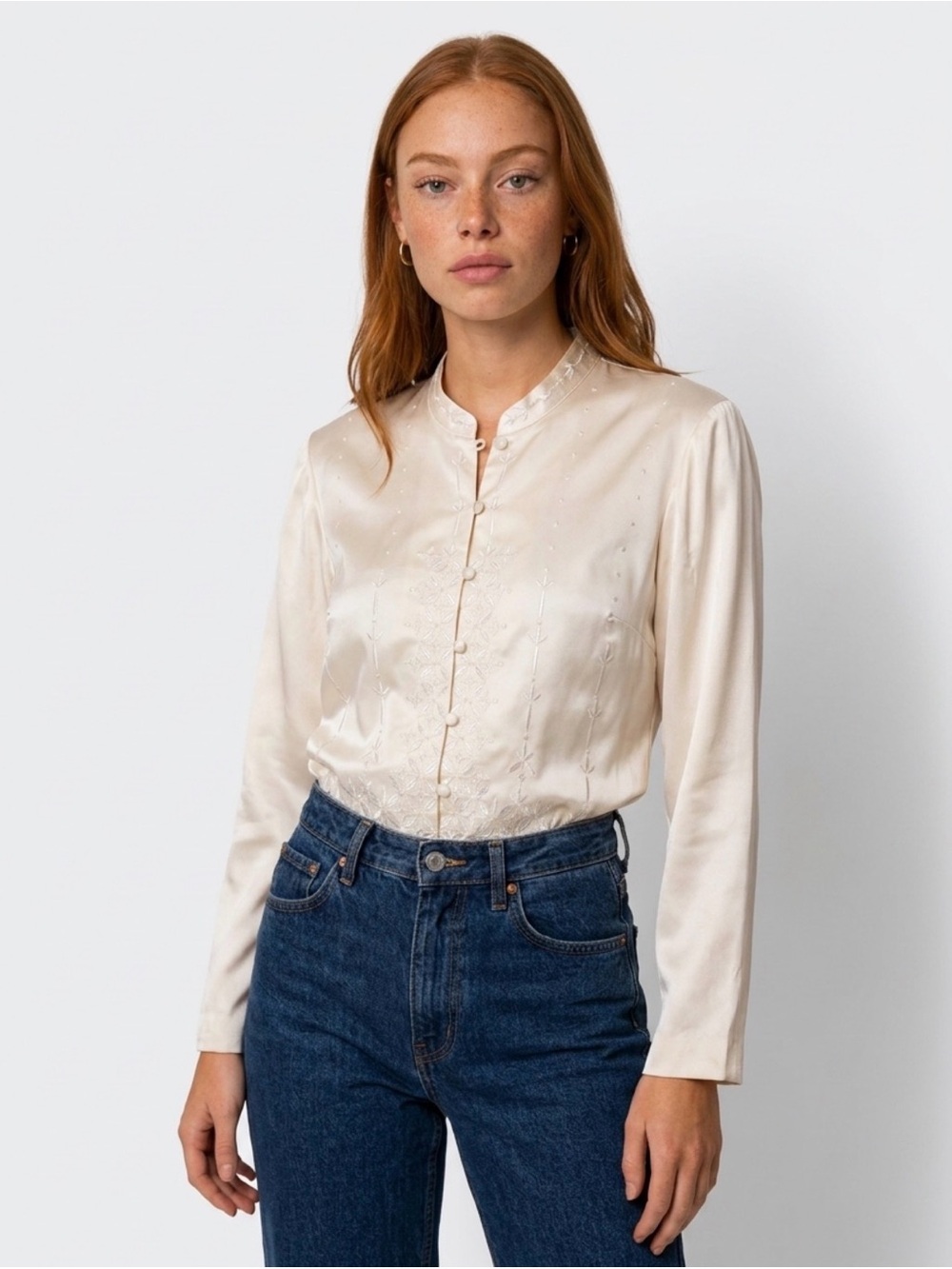 Talbots Ivory Embroidered Beaded Silk Blazer Size 4